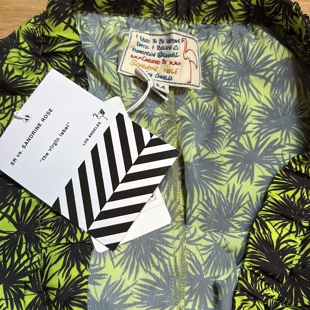 NWT Sandrine Neon Rose Green and Black Patterned Joggers Women’s M - Picture 9 of 15
